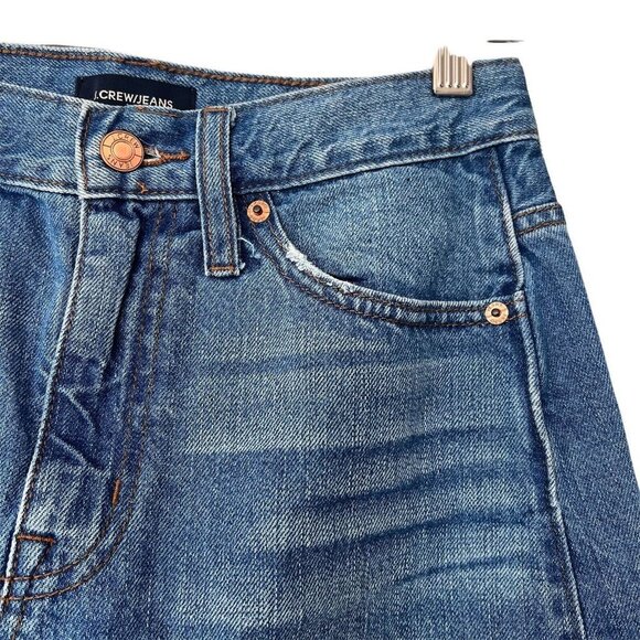 J Crew Distressed Short Denim Jean Skirt - Picture 7 of 12